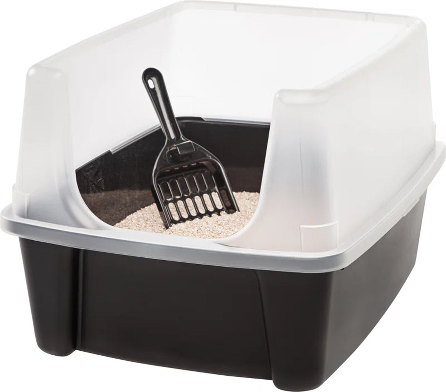 IRIS USA, Open-Top Cat Litter Box with Shield with Scoop