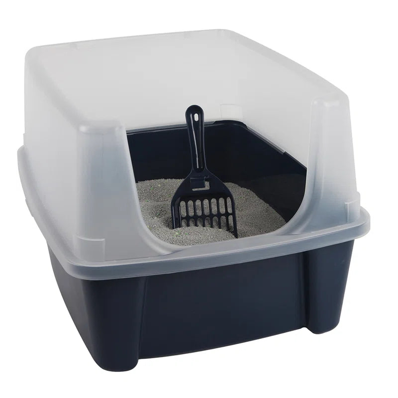 IRIS USA, Open-Top Cat Litter Box with Shield with Scoop