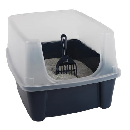 IRIS USA, Open-Top Cat Litter Box with Shield with Scoop